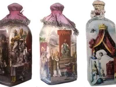Della fine dell'800 fa parte la produzione delle celebri pitture sulle bottiglie contenenti la manna di San Nicola. Gliene vengono attribuite centinaia, tutte dedicate alle scene di vita e miracoli del Santo di Myra, delle quali possiamo ammirare gli accesi colori e la minuziosit� dei particolari